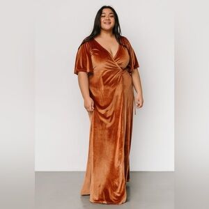 Baltic Born Meghan Velvet Wrap Maxi Dress in color Spice